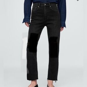 GAP Black Distressed Straight Leg Raw hem Women's Jeans, sz 32/14